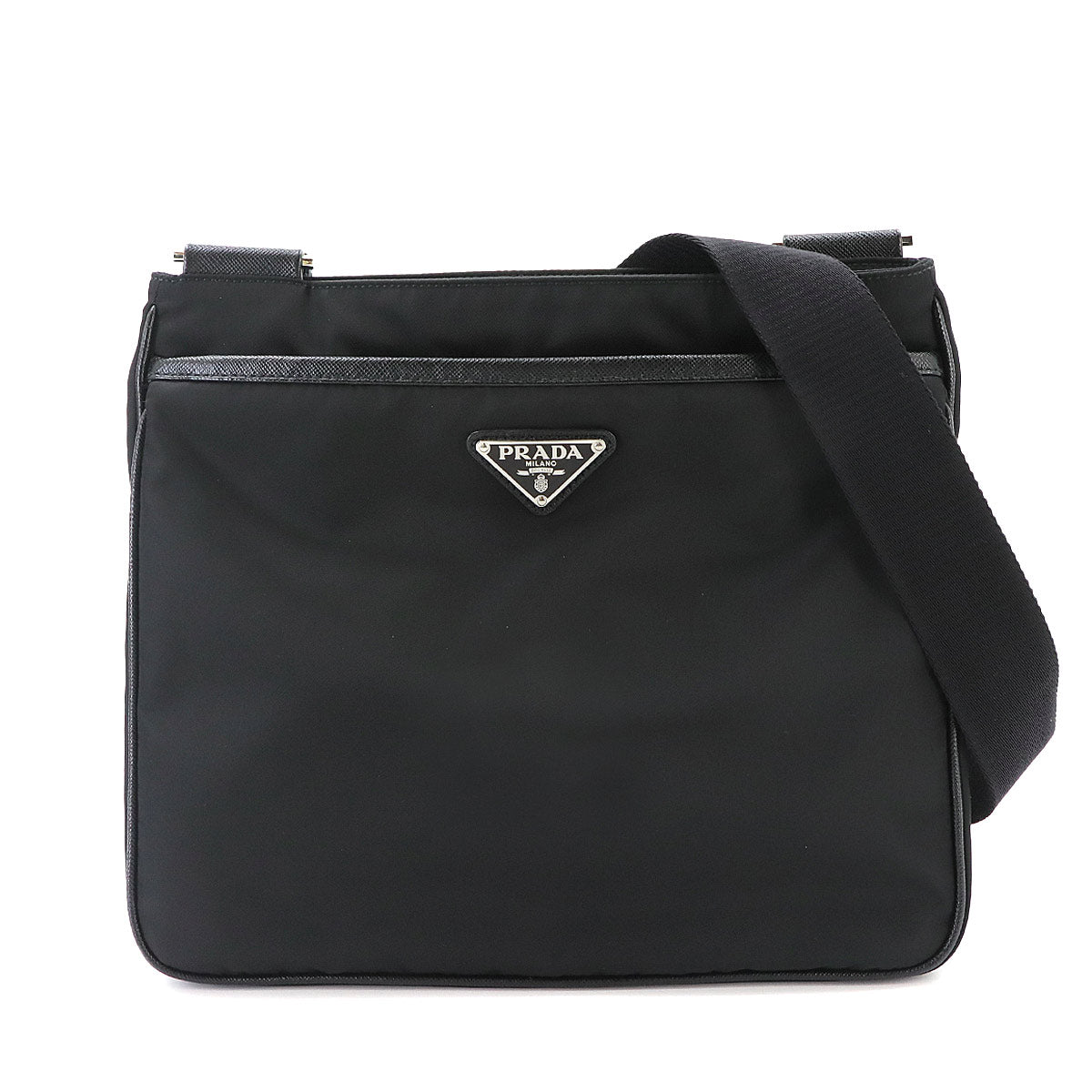 Shoulder Bag Nylon Saffiano Leather Nero Black Purse