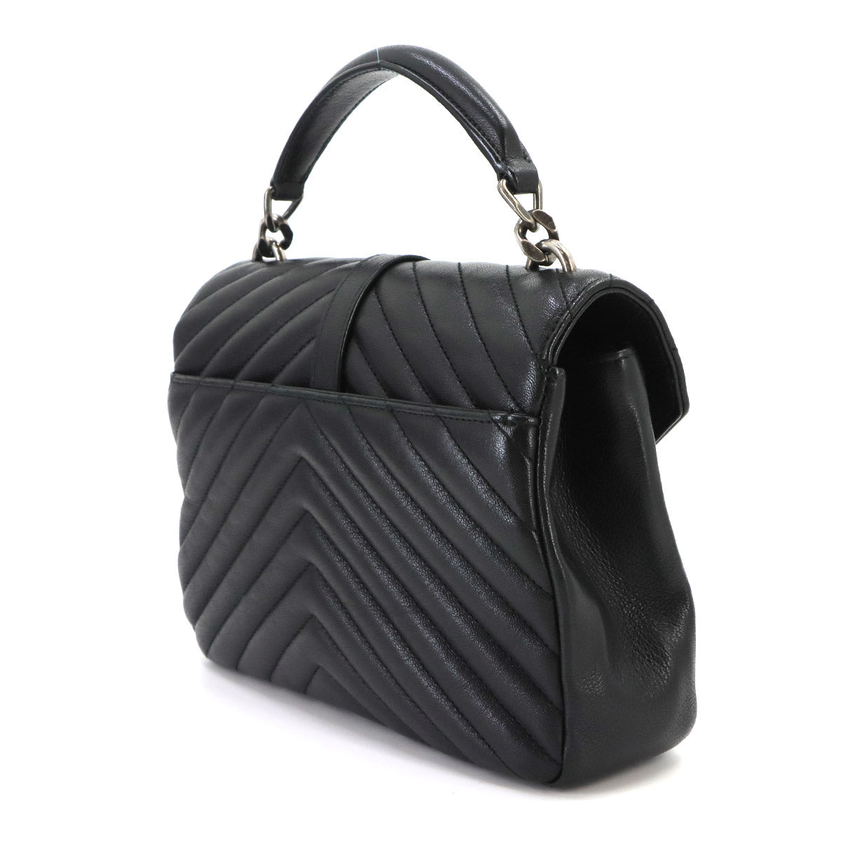 College 2way Hand Chain Shoulder Bag Leather Black 487213