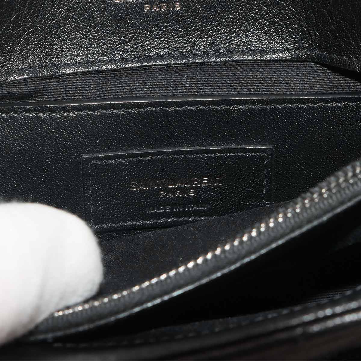 College 2way Hand Chain Shoulder Bag Leather Black 487213