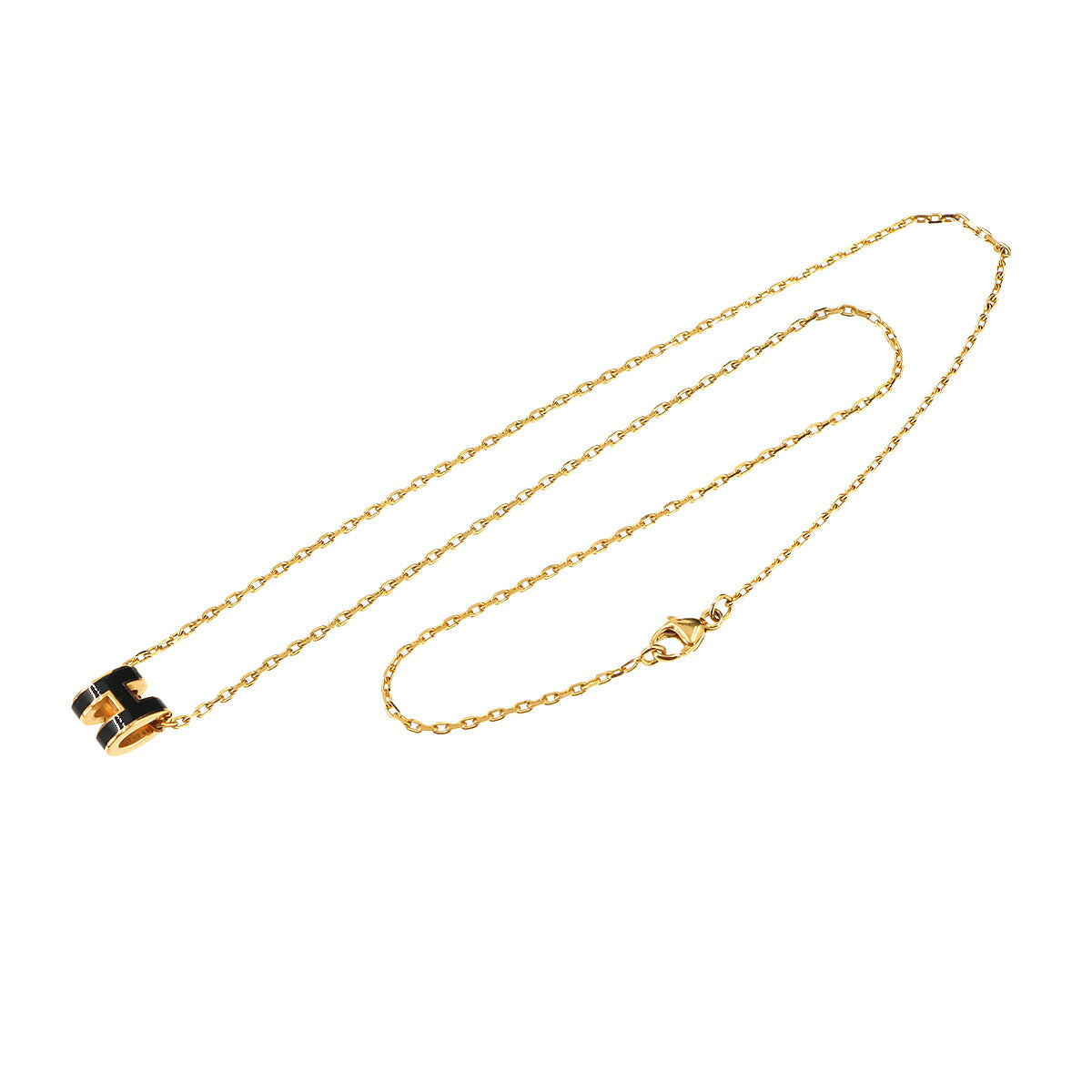 Mini Pop H Chain Necklace Black Gold Accessory