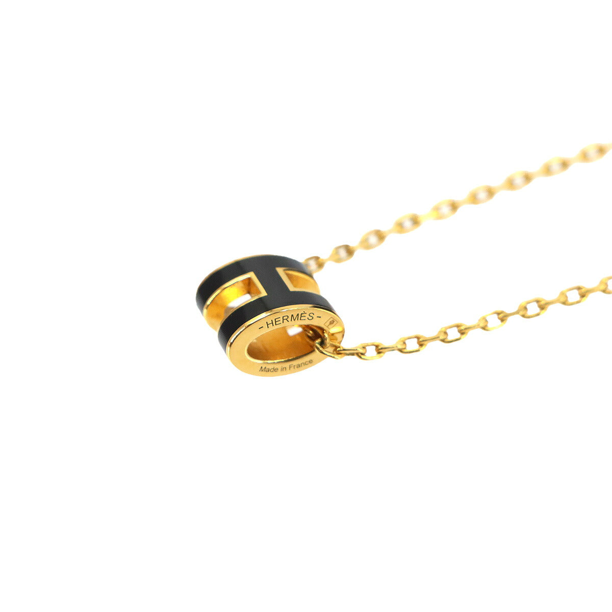 Mini Pop H Chain Necklace Black Gold Accessory