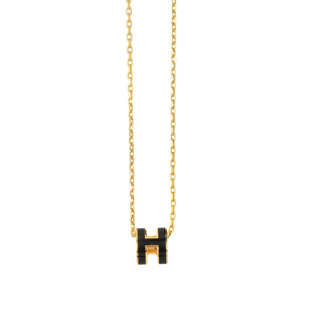 Mini Pop H Chain Necklace Black Gold Accessory