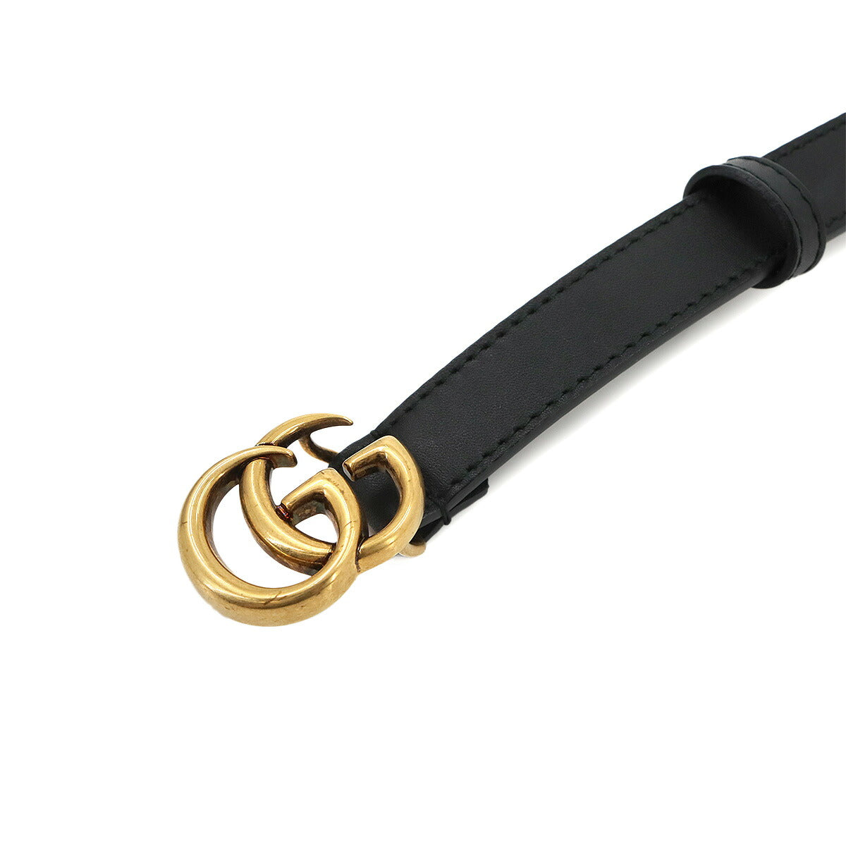 Double G Slim Belt Leather Black 409417 Size 70