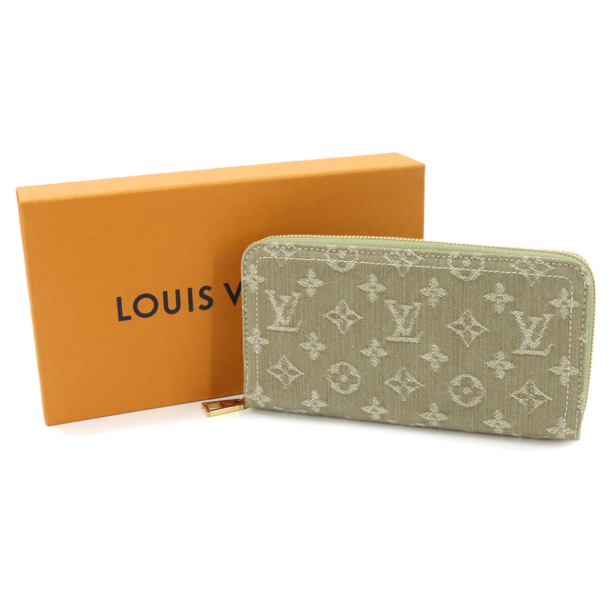 Monogram Denim Zippy Wallet Washed Gray M13214