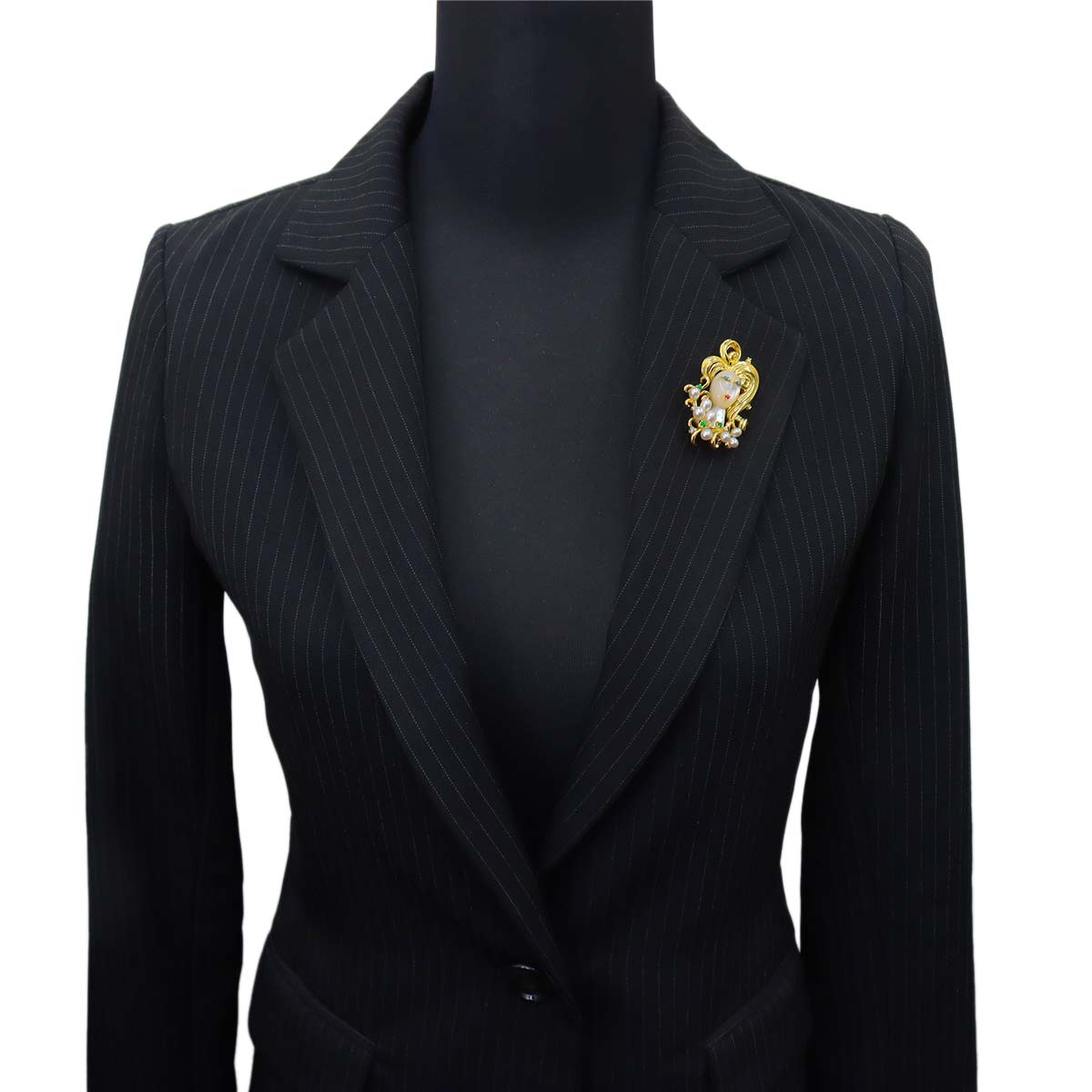 Multi stone Diamond 0.17ct Brooch 18K YG 750