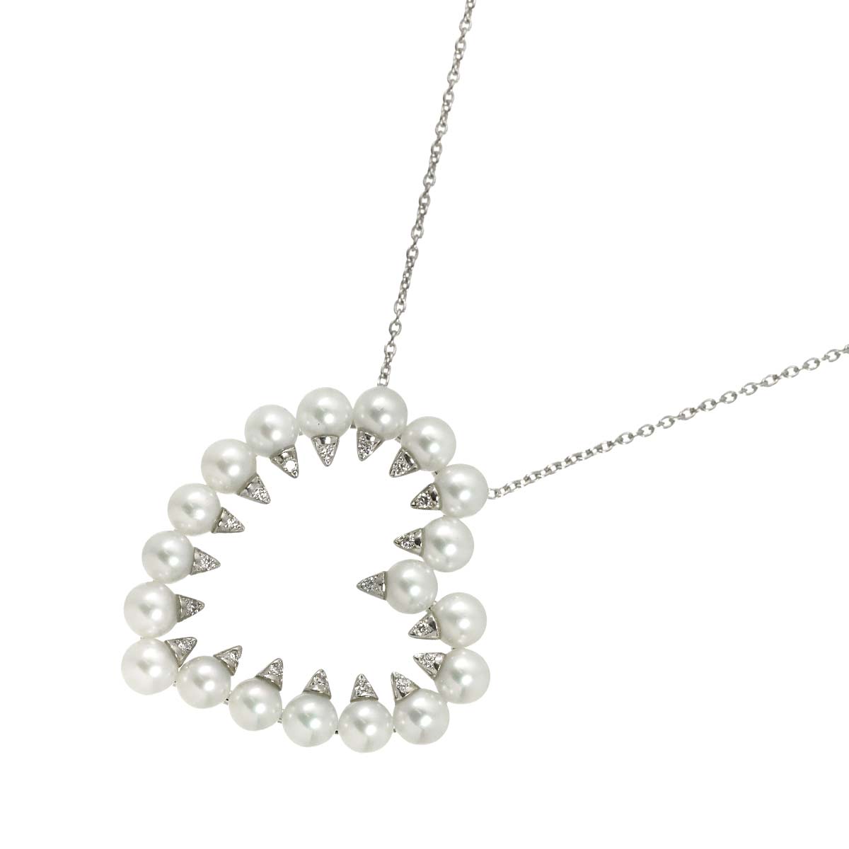 Danger Heart Baby pearl Necklace 18K WG 750
