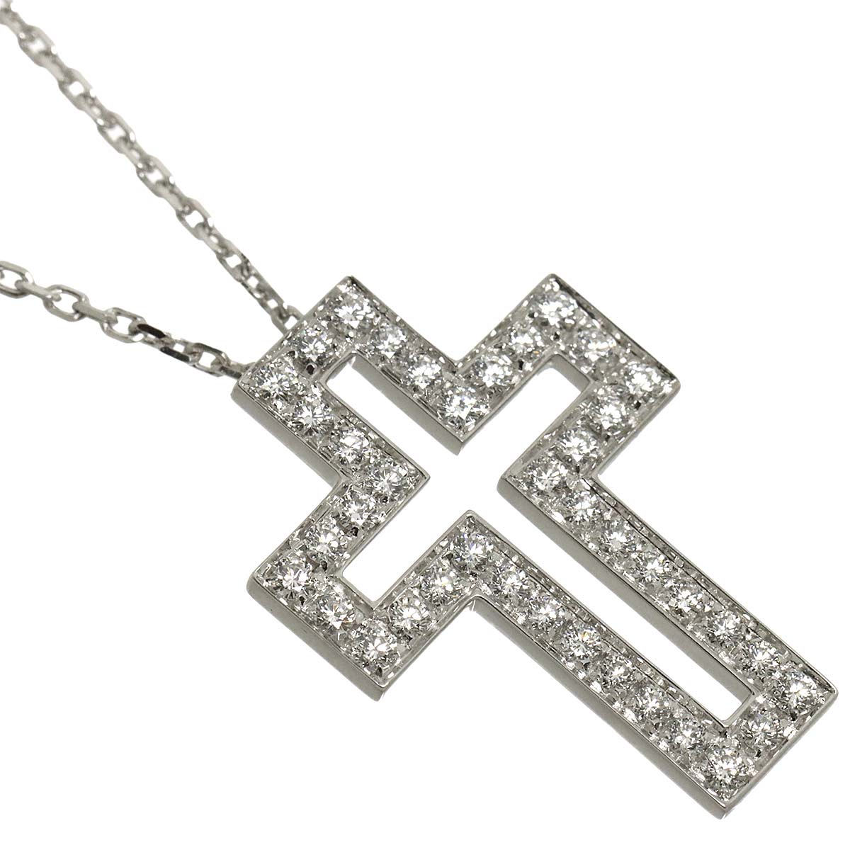 Cross Diamond Necklace 18K WG 750