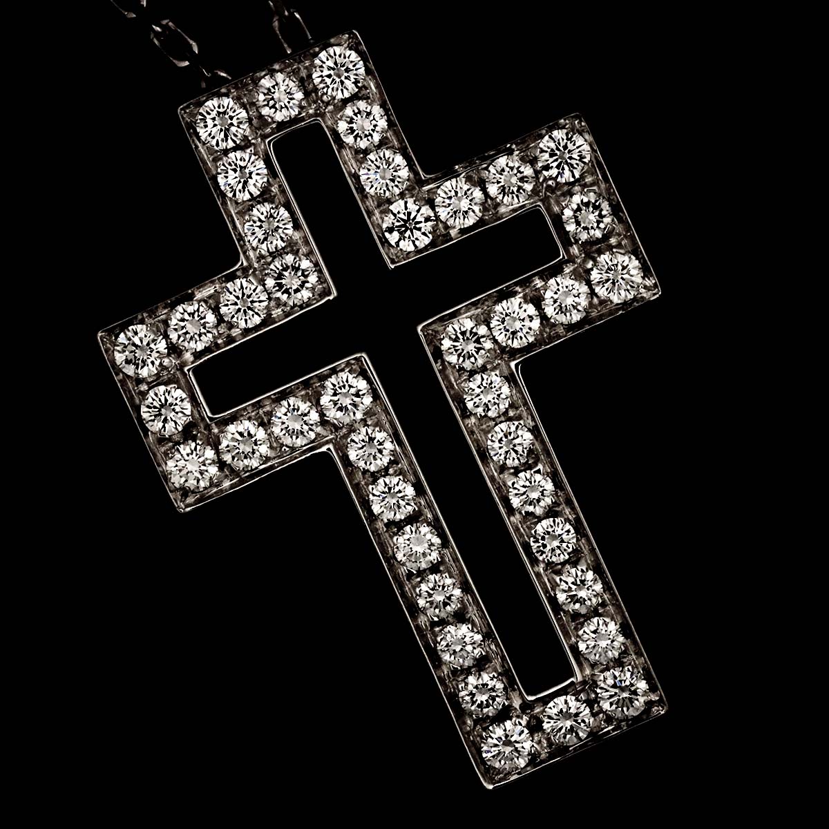 Cross Diamond Necklace 18K WG 750
