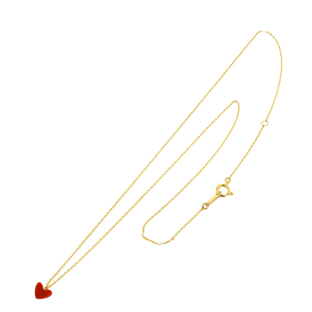 Carnelian Heart Necklace 18K Yellow Gold 750