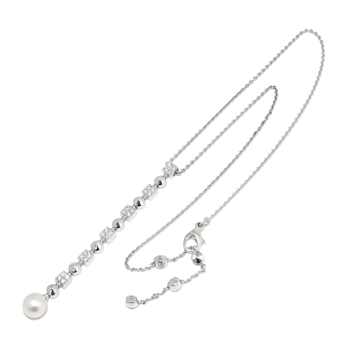 Pearl Diamond Necklace 18K White Gold 750