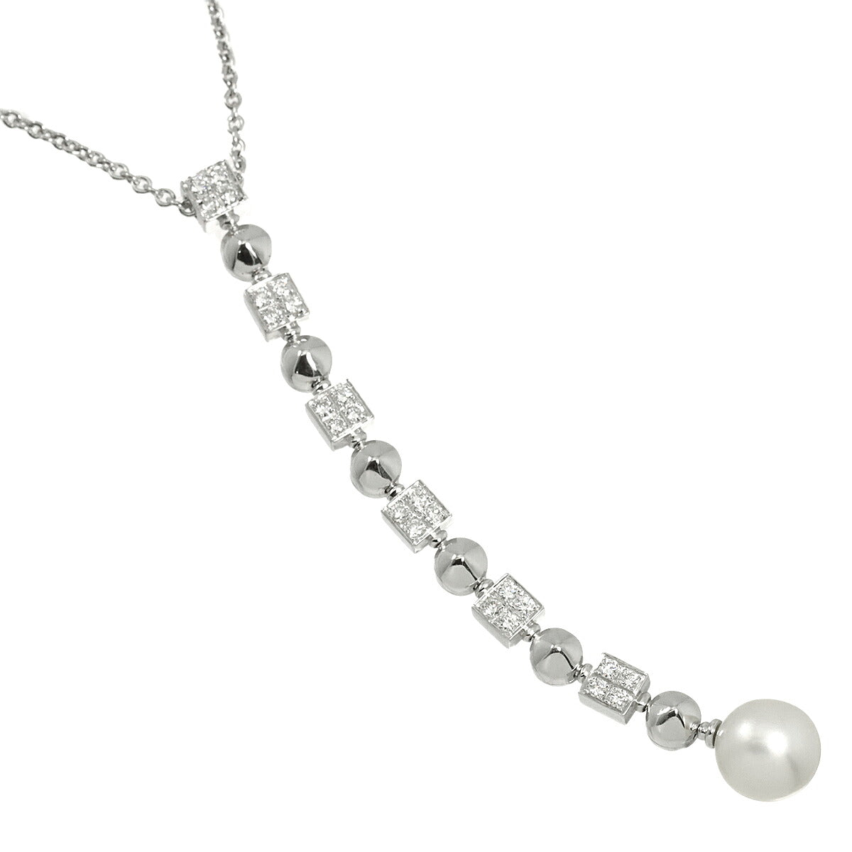 Pearl Diamond Necklace 18K White Gold 750