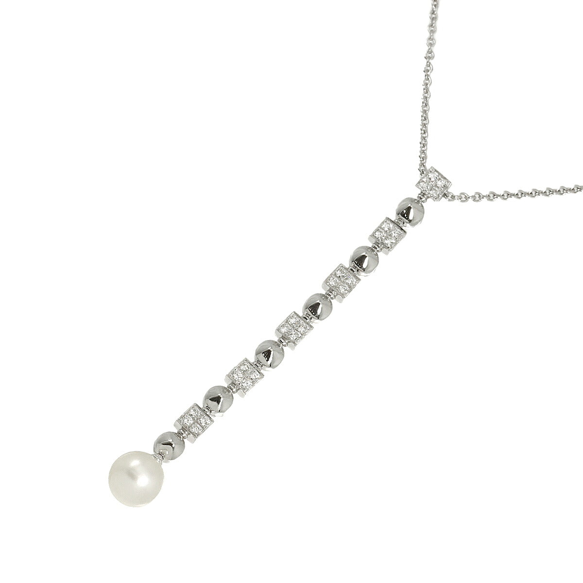 Pearl Diamond Necklace 18K White Gold 750