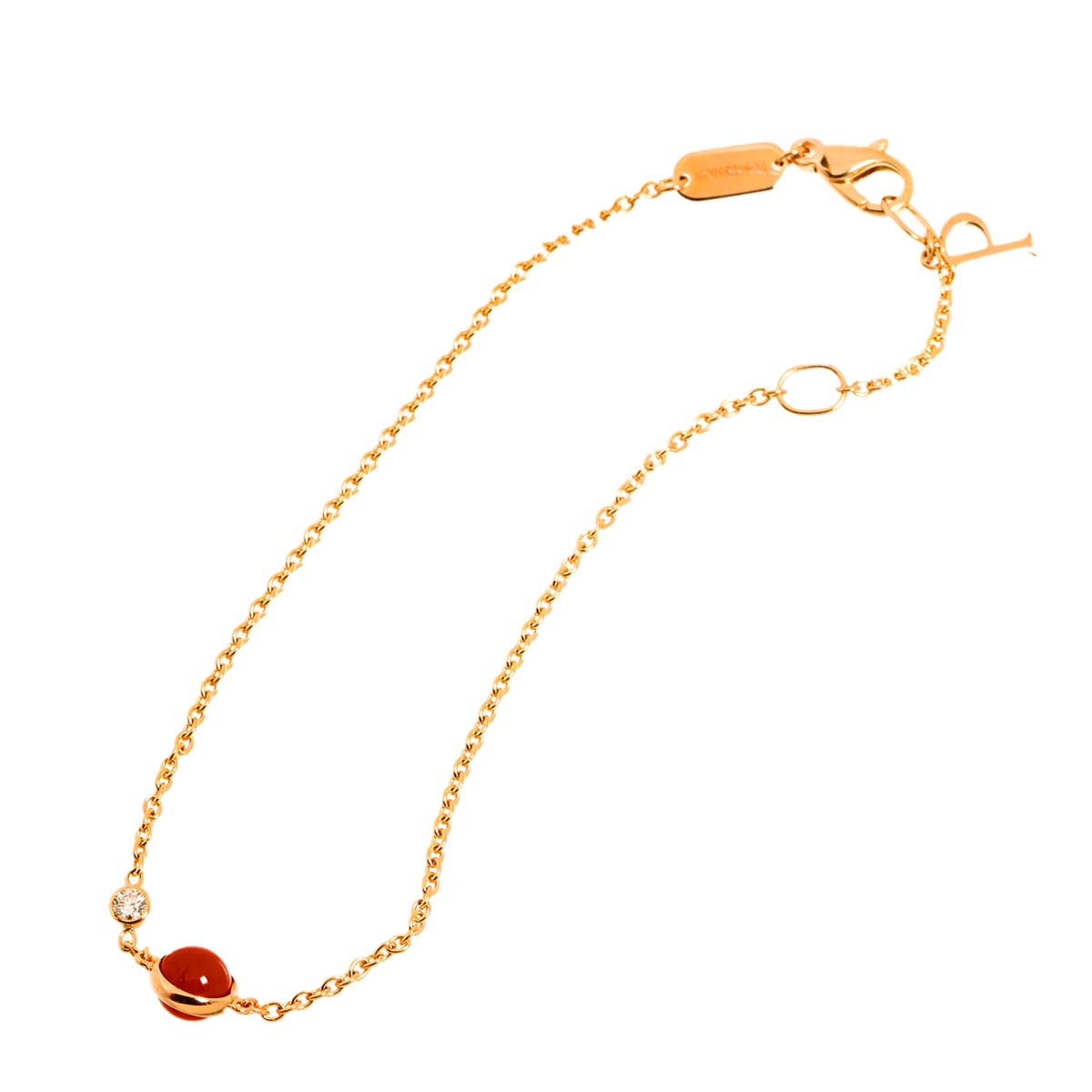 Carnelian Diamond Bracelet 18K PG 750