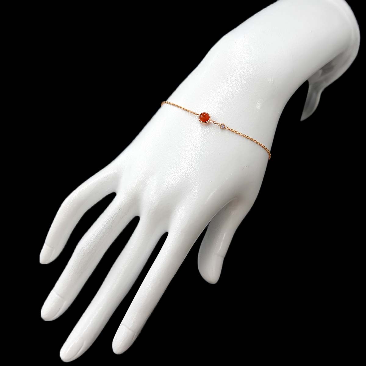 Carnelian Diamond Bracelet 18K PG 750