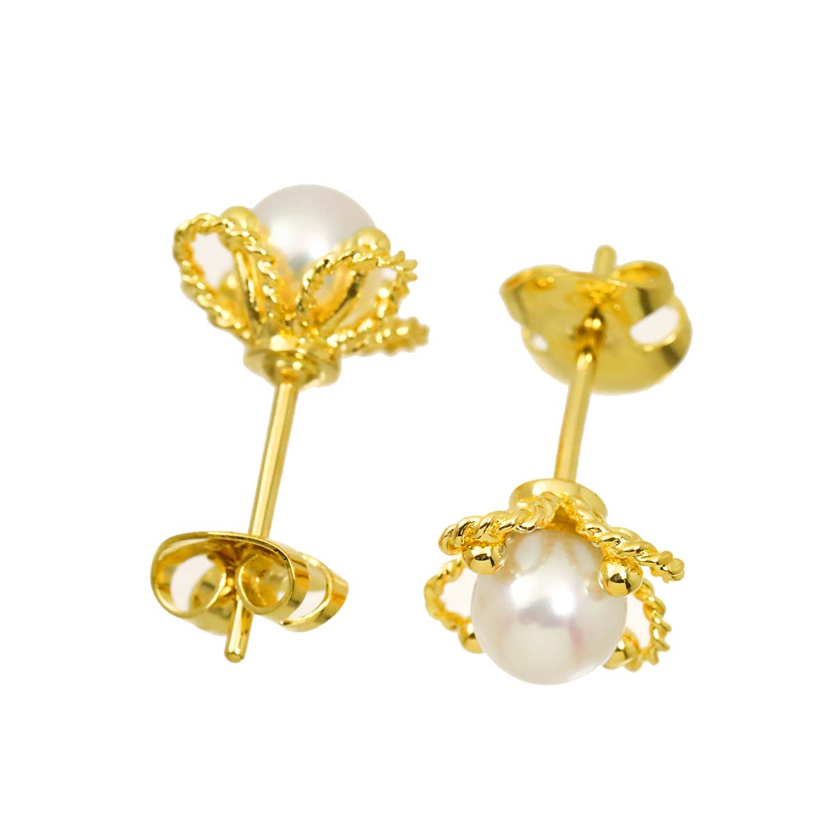 Akoya Pearl 5.4mm Earrings Pierced 18K YG 750