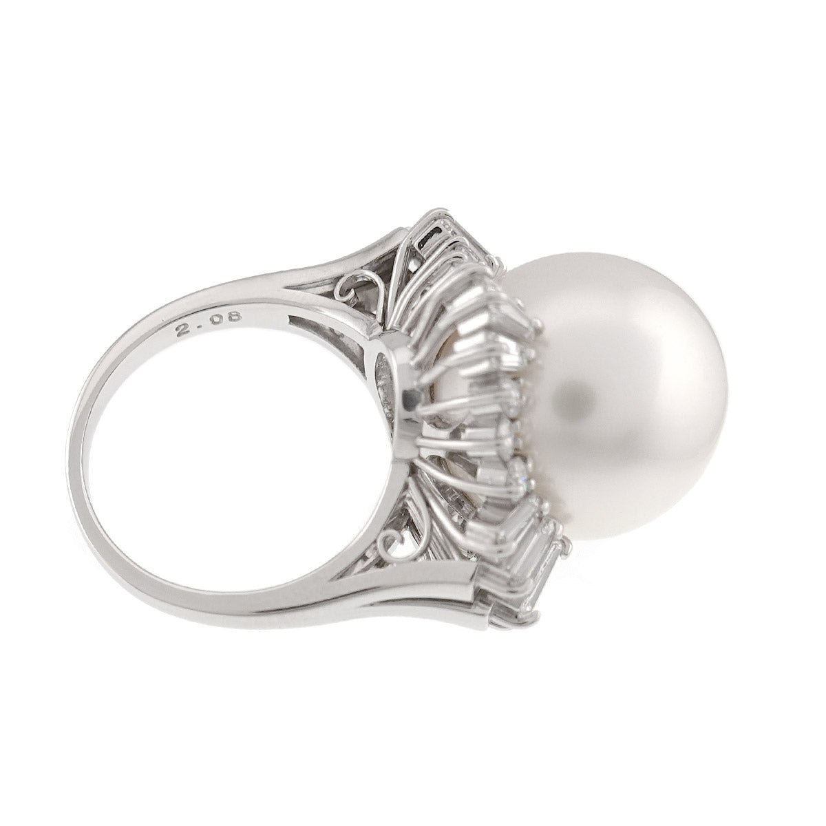 South Sea pearl 15.5mm Diamond 2.08ct Ring Pt size6.25-6.5(US)