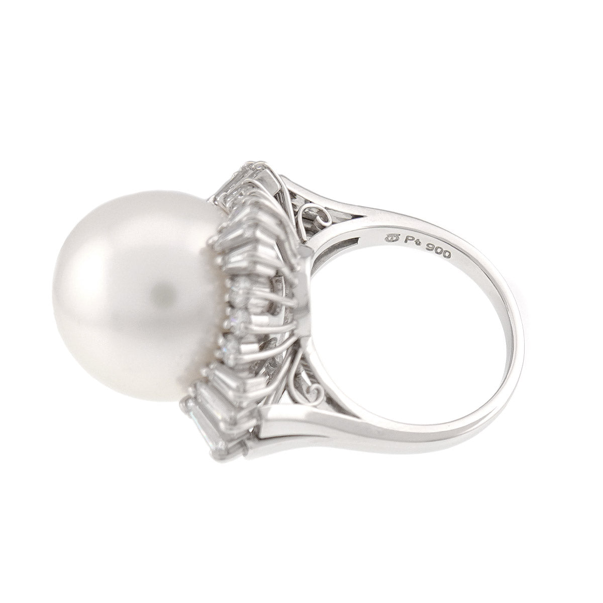 South Sea pearl 15.5mm Diamond 2.08ct Ring Pt size6.25-6.5(US)