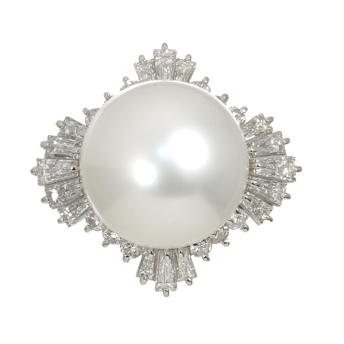 South Sea pearl 15.5mm Diamond 2.08ct Ring Pt size6.25-6.5(US)