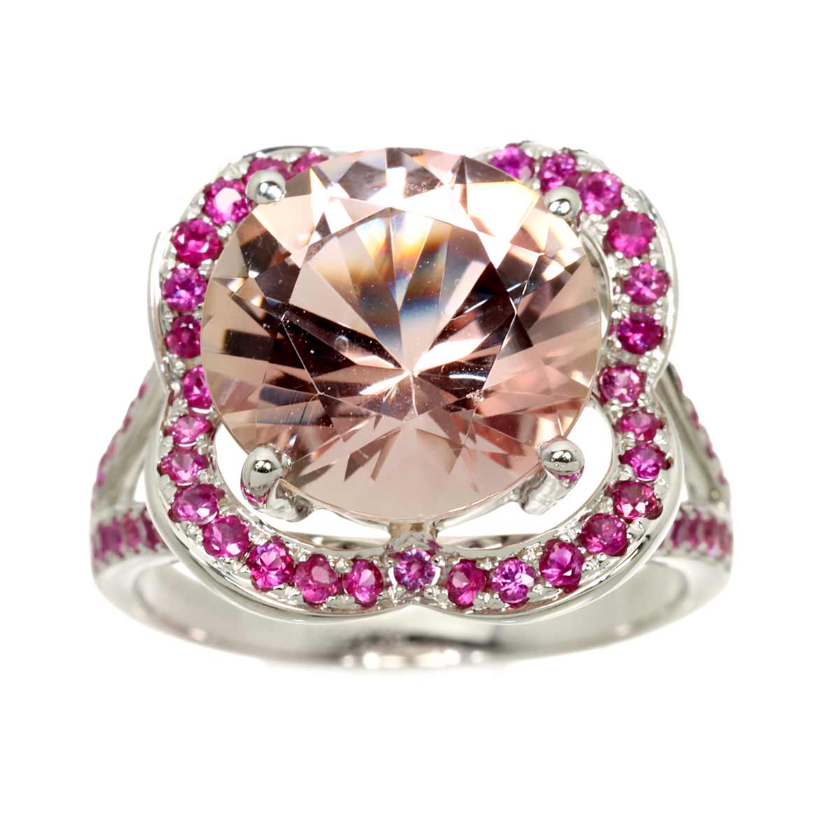 Morganite Sapphire Ring 18K WG 750 size7.5(US)