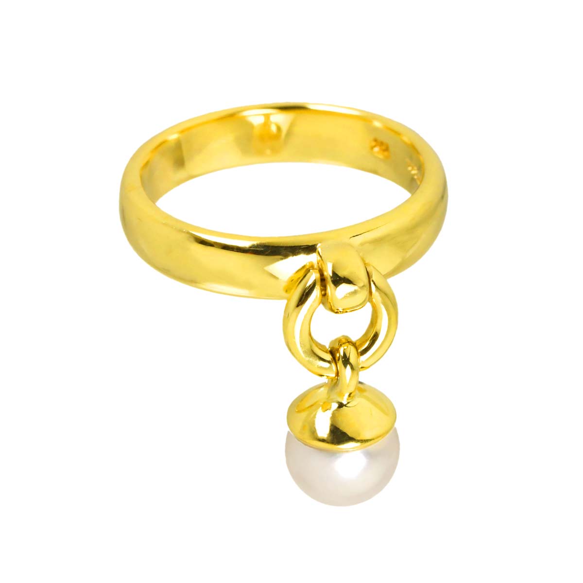 Door knock Akoya Pearl Ring 18K YG 750 Size5.25(US)