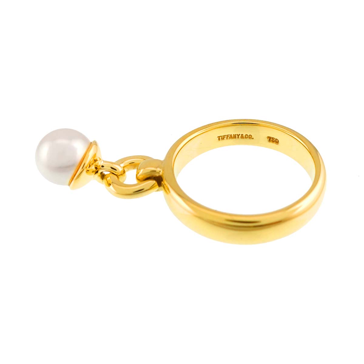 Door knock Akoya Pearl Ring 18K YG 750 Size5.25(US)