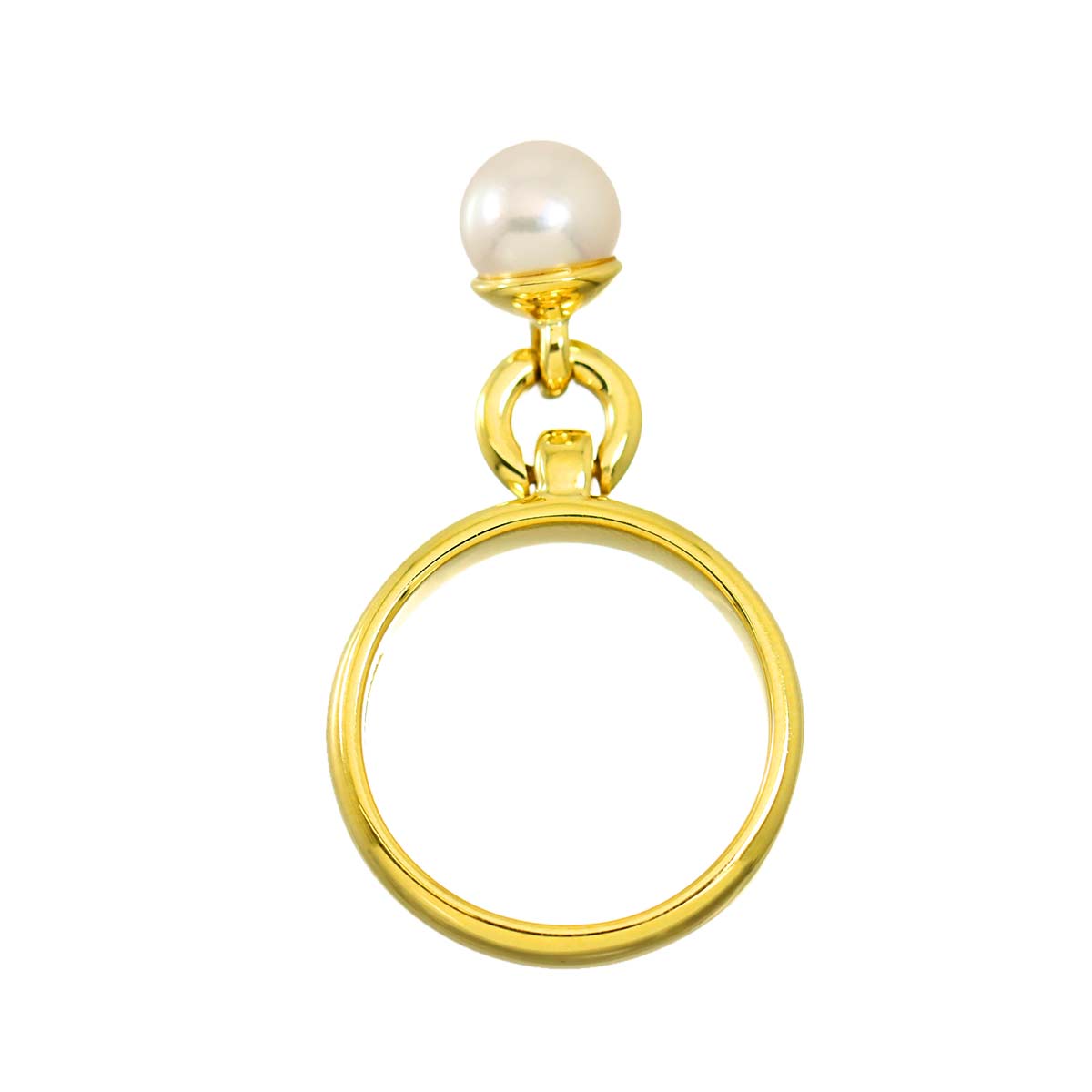 Door knock Akoya Pearl Ring 18K YG 750 Size5.25(US)