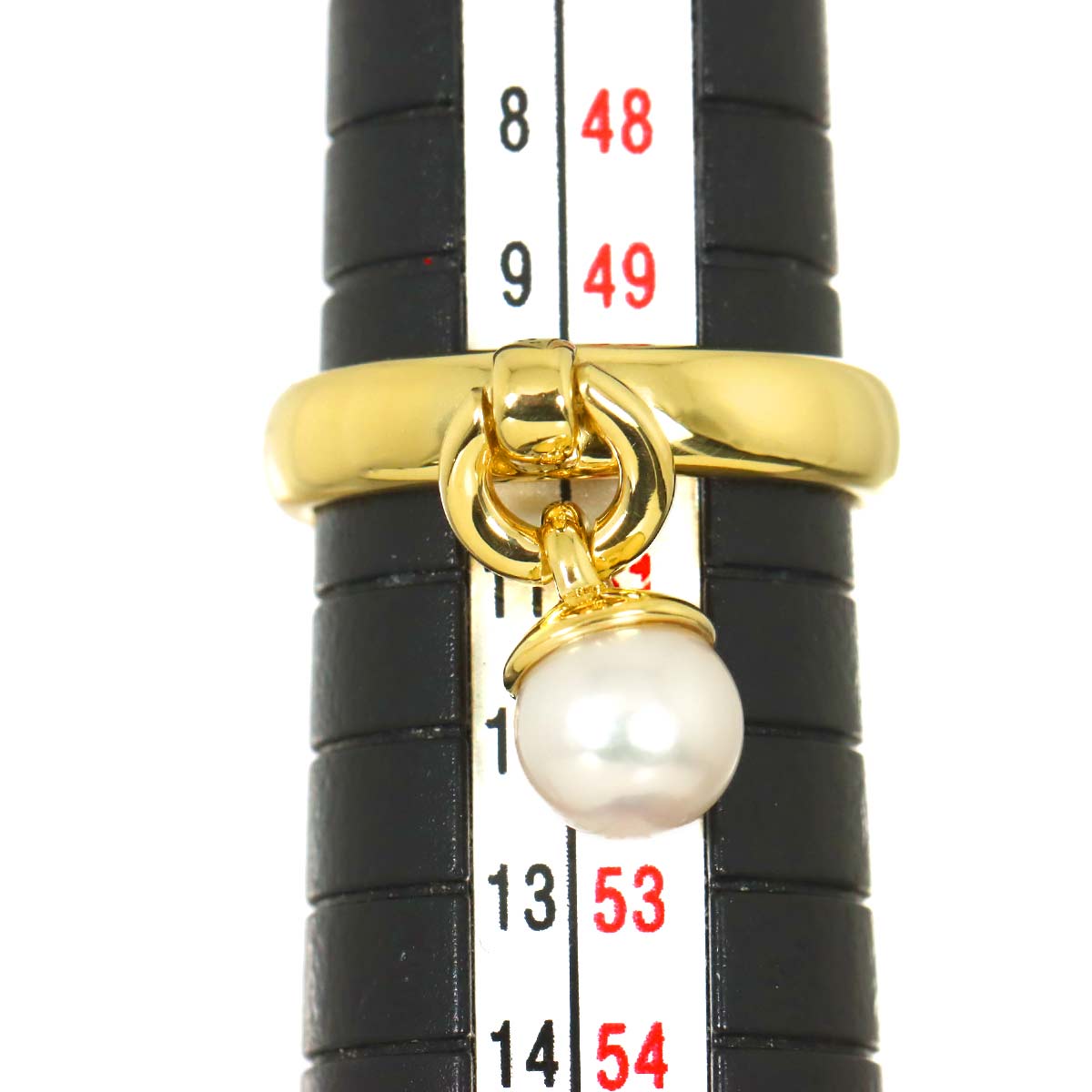 Door knock Akoya Pearl Ring 18K YG 750 Size5.25(US)