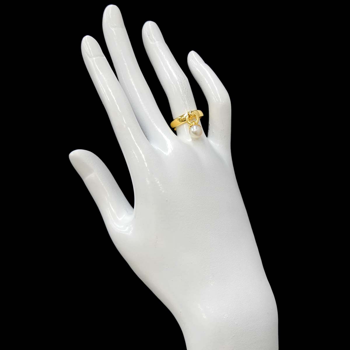 Door knock Akoya Pearl Ring 18K YG 750 Size5.25(US)