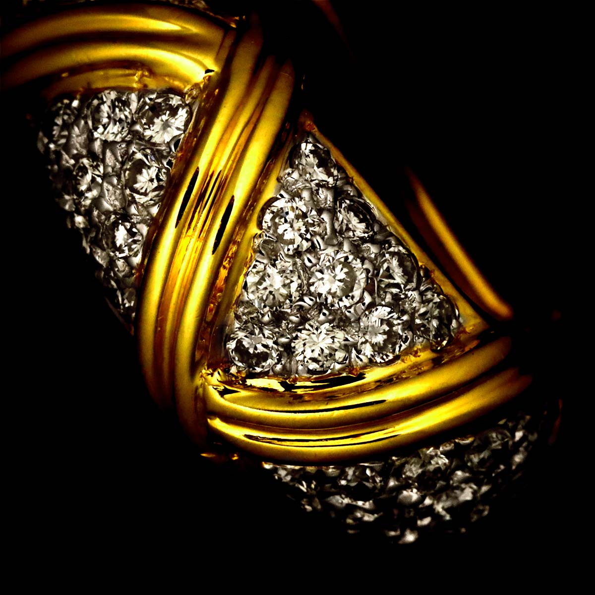Diamond 0.93ct Earrings Pierced 18K YG WG 750
