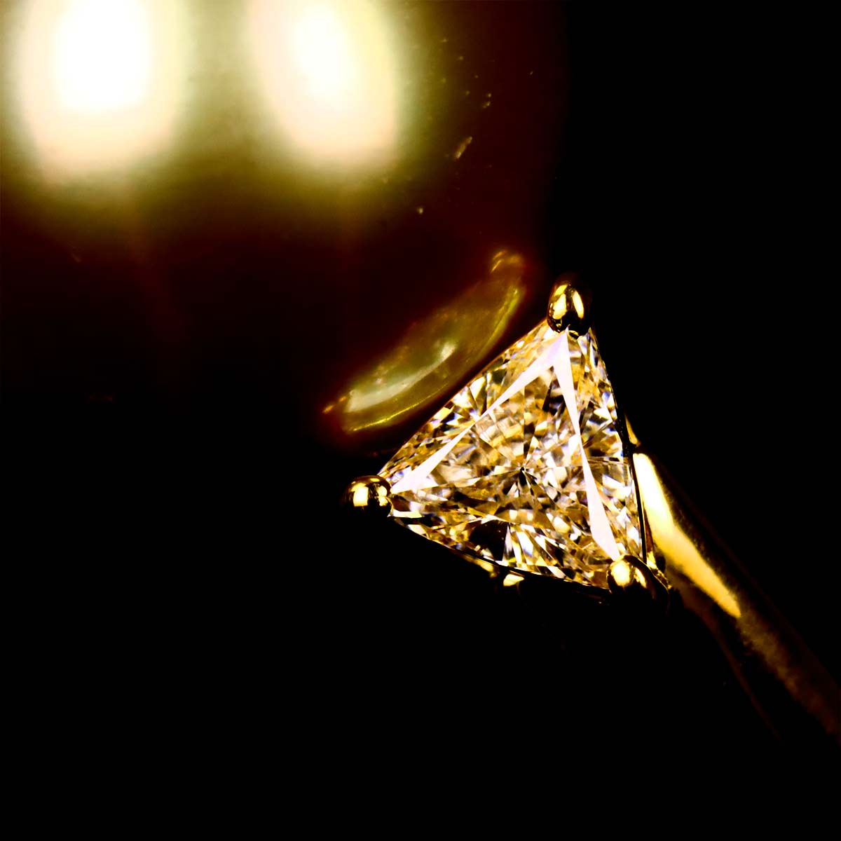 South Sea pearl 13.6mm Diamond 0.52ct Ring 18K YG 750 size 6(US)