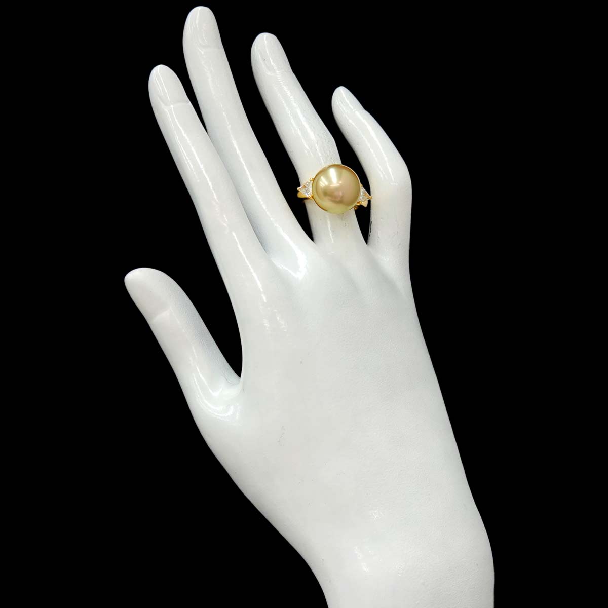 South Sea pearl 13.6mm Diamond 0.52ct Ring 18K YG 750 size 6(US)