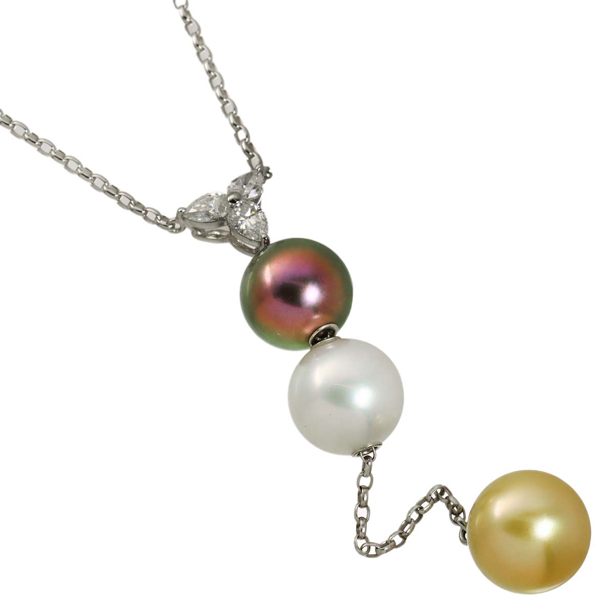 South Sea pearl 10.7-9.9mm Diamond Necklace 18K White Gold 750