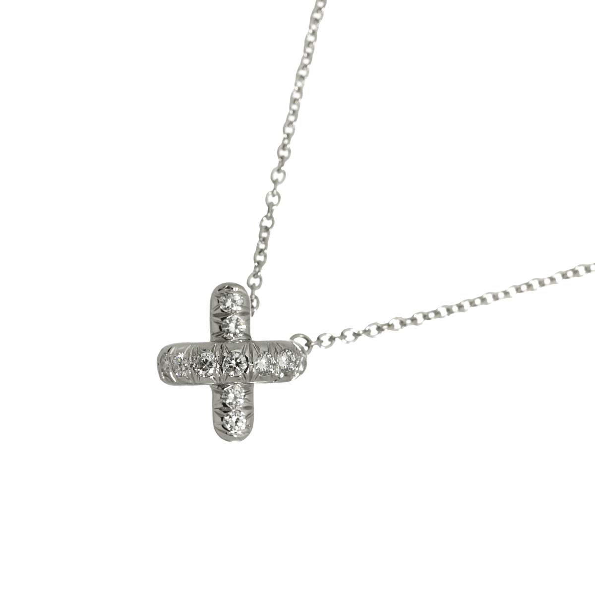 Cross stitch Diamond Necklace Platinum