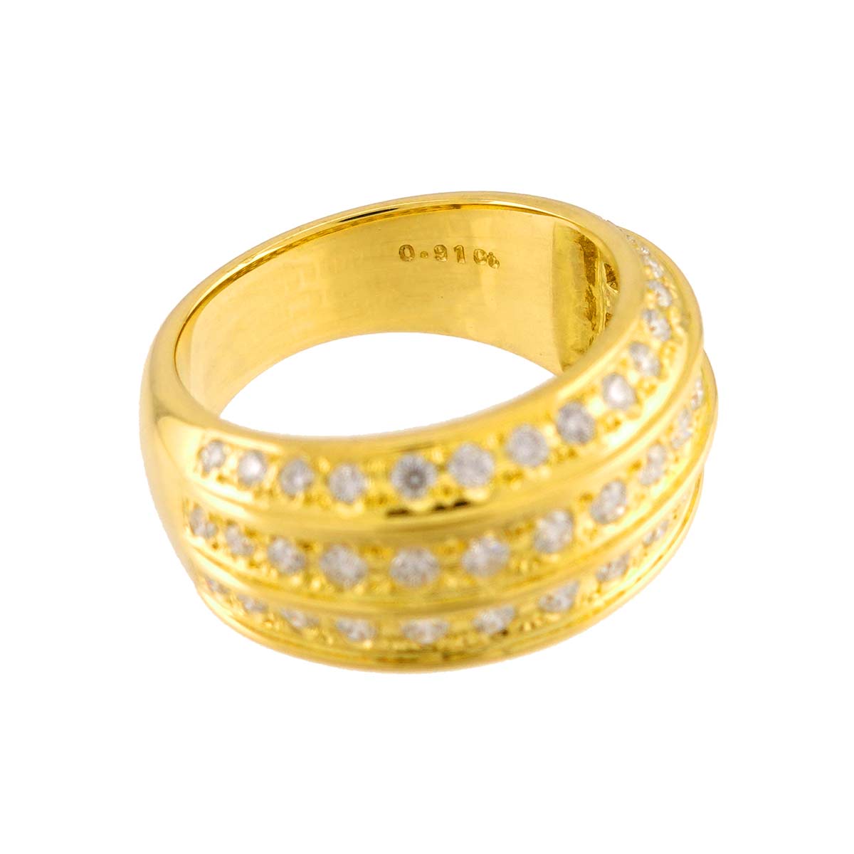 Diamond 0.91ct Ring 18K YG 750 Size6-6.25(US)