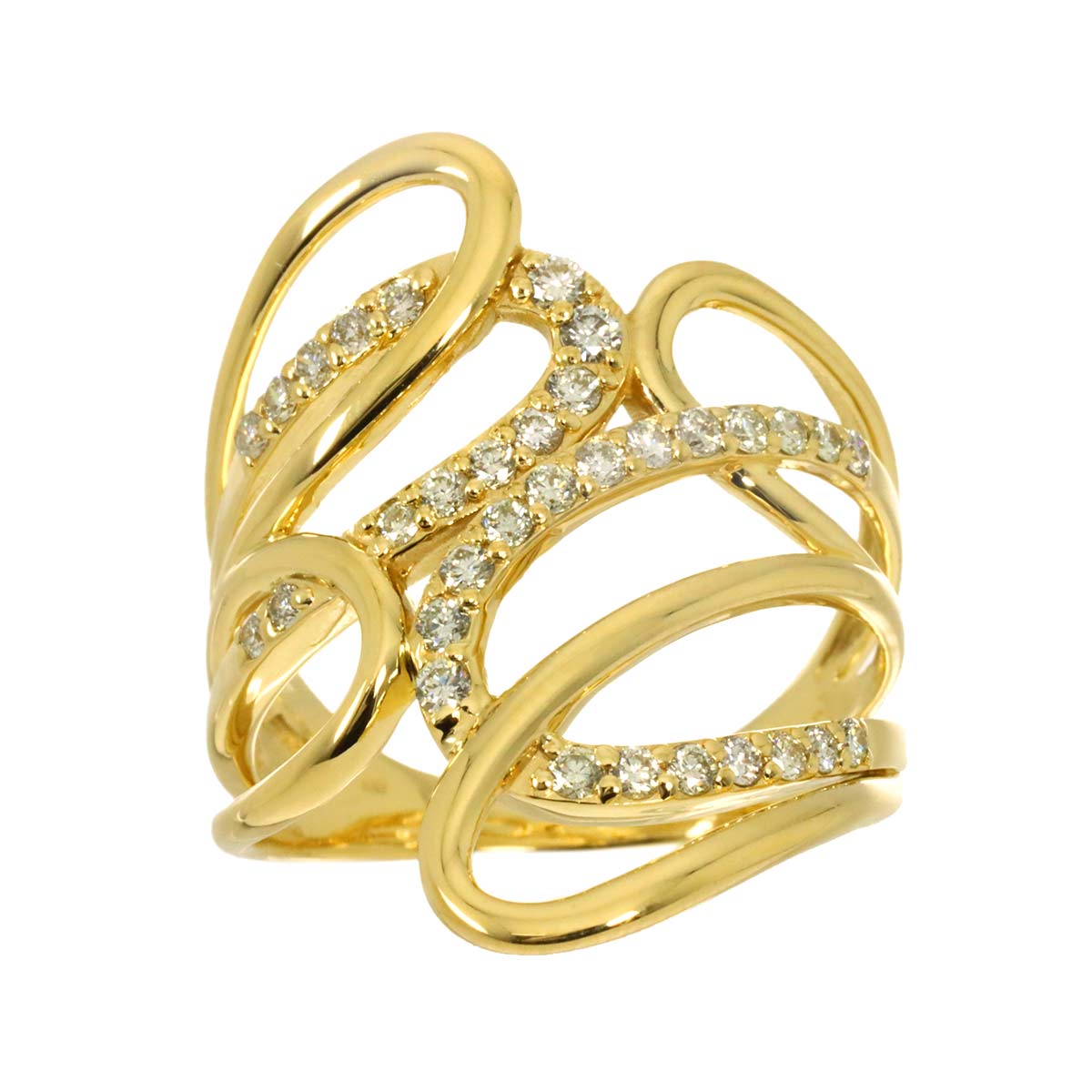 Diamond 0.52ct Ring 18K YG Yellow Gold 750 Size7.5(US)