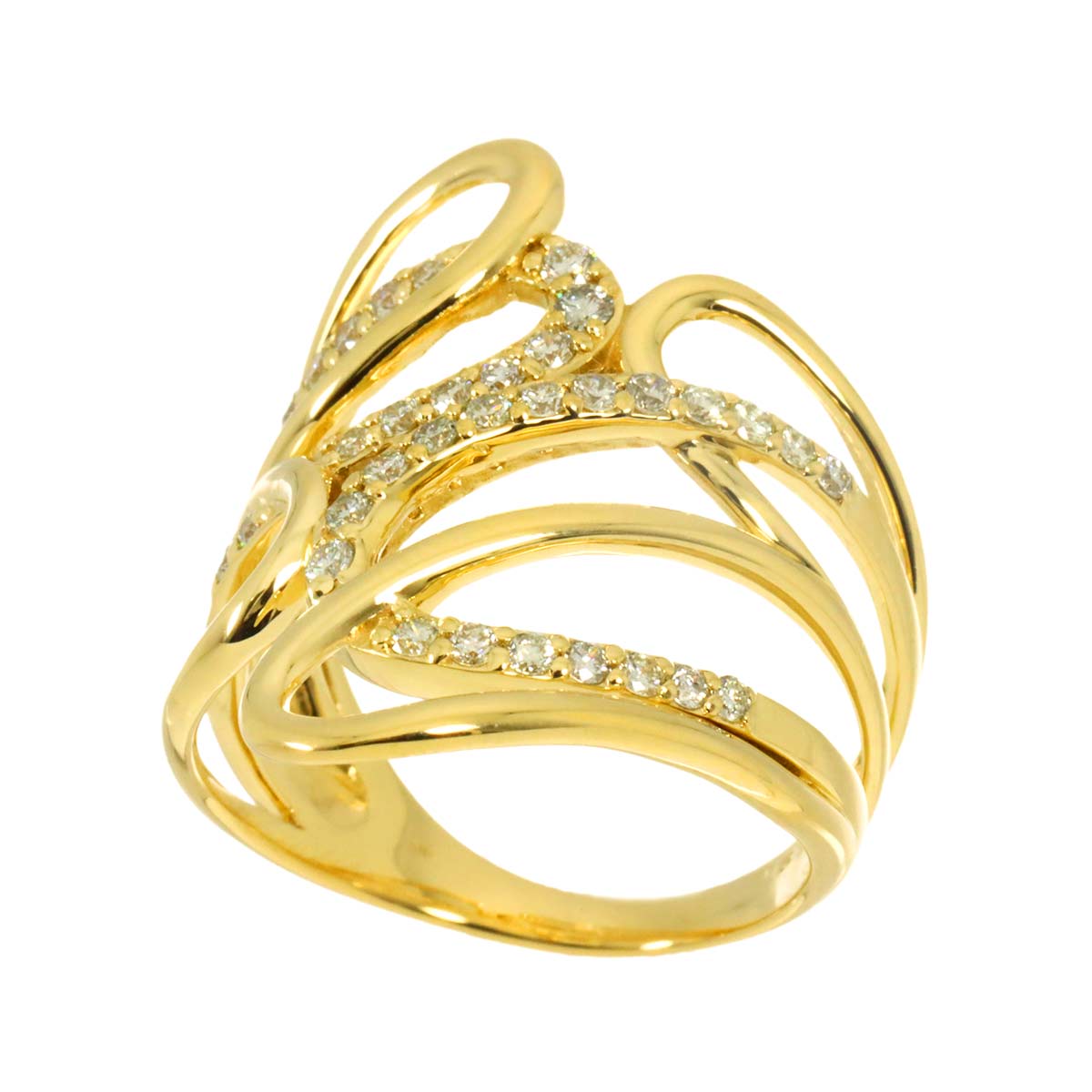 Diamond 0.52ct Ring 18K YG Yellow Gold 750 Size7.5(US)