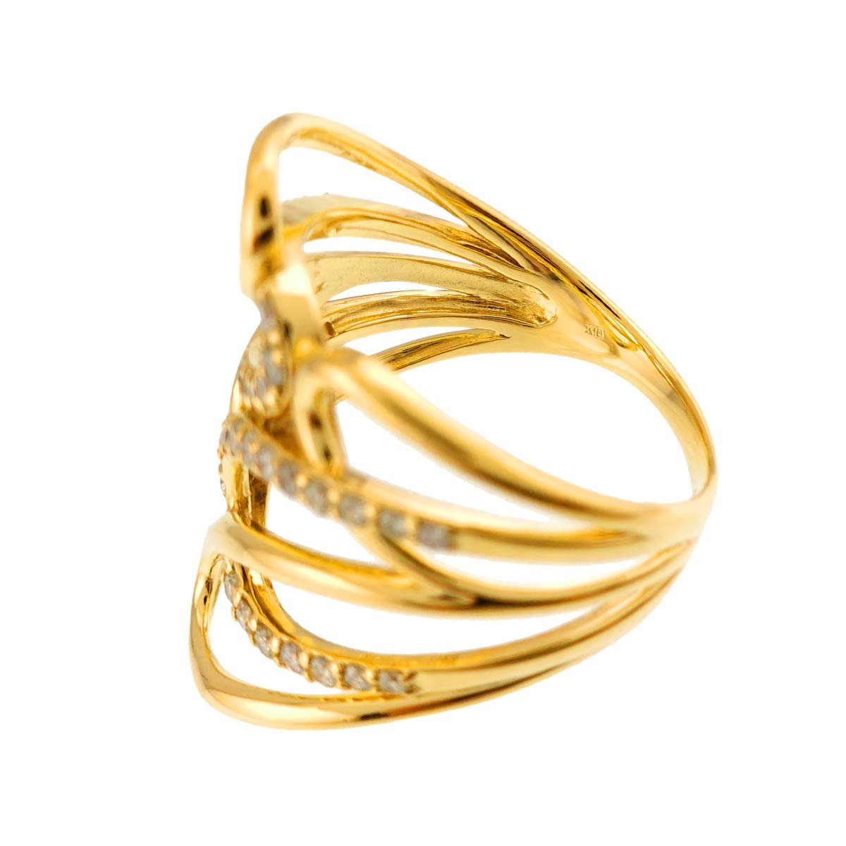 Diamond 0.52ct Ring 18K YG Yellow Gold 750 Size7.5(US)