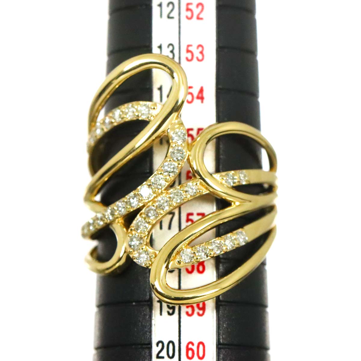 Diamond 0.52ct Ring 18K YG Yellow Gold 750 Size7.5(US)