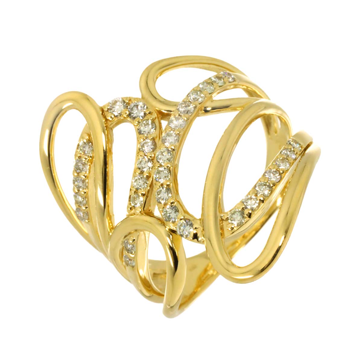Diamond 0.52ct Ring 18K YG Yellow Gold 750 Size7.5(US)