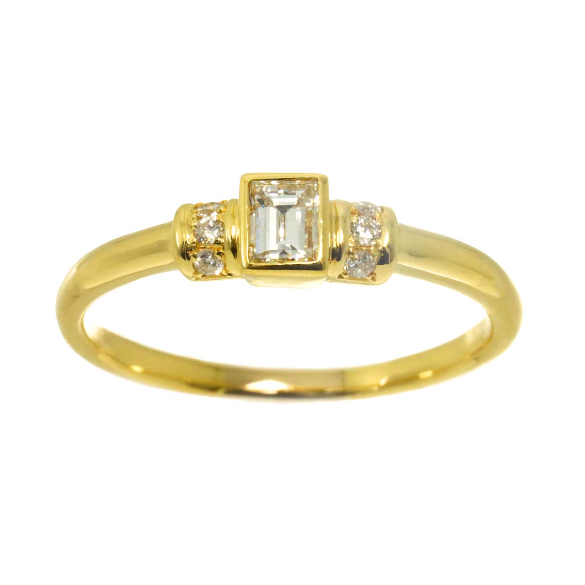 Diamond 0.28ct/0.07ct Ring 18K YG Yellow Gold 750 Size8.25(US)