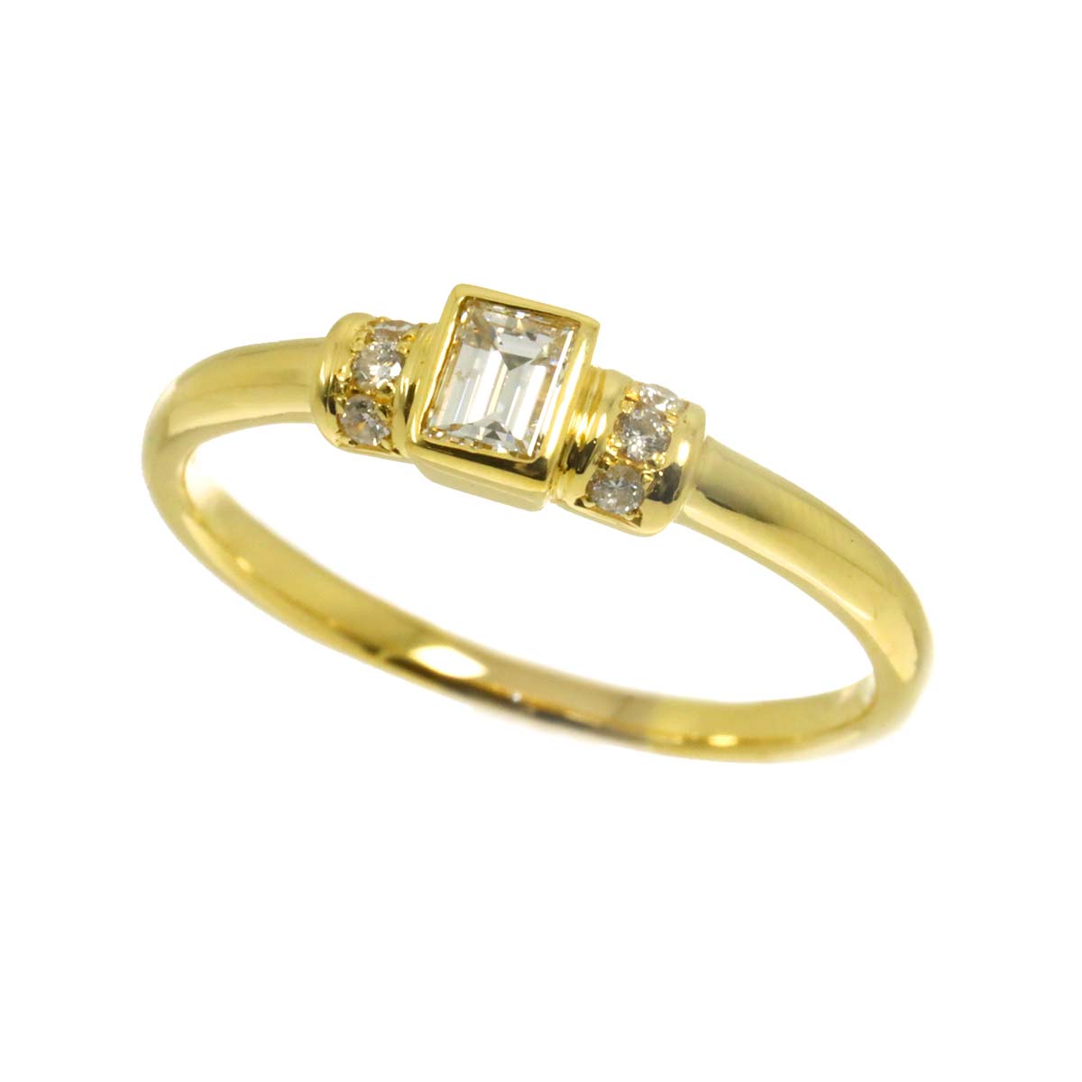 Diamond 0.28ct/0.07ct Ring 18K YG Yellow Gold 750 Size8.25(US)
