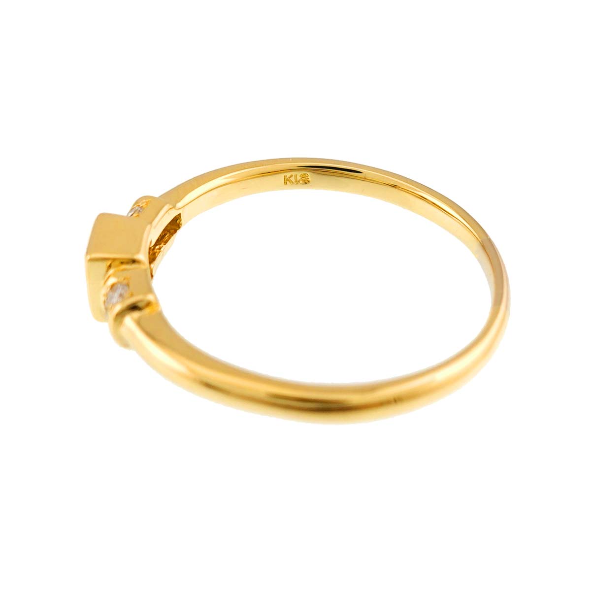 Diamond 0.28ct/0.07ct Ring 18K YG Yellow Gold 750 Size8.25(US)