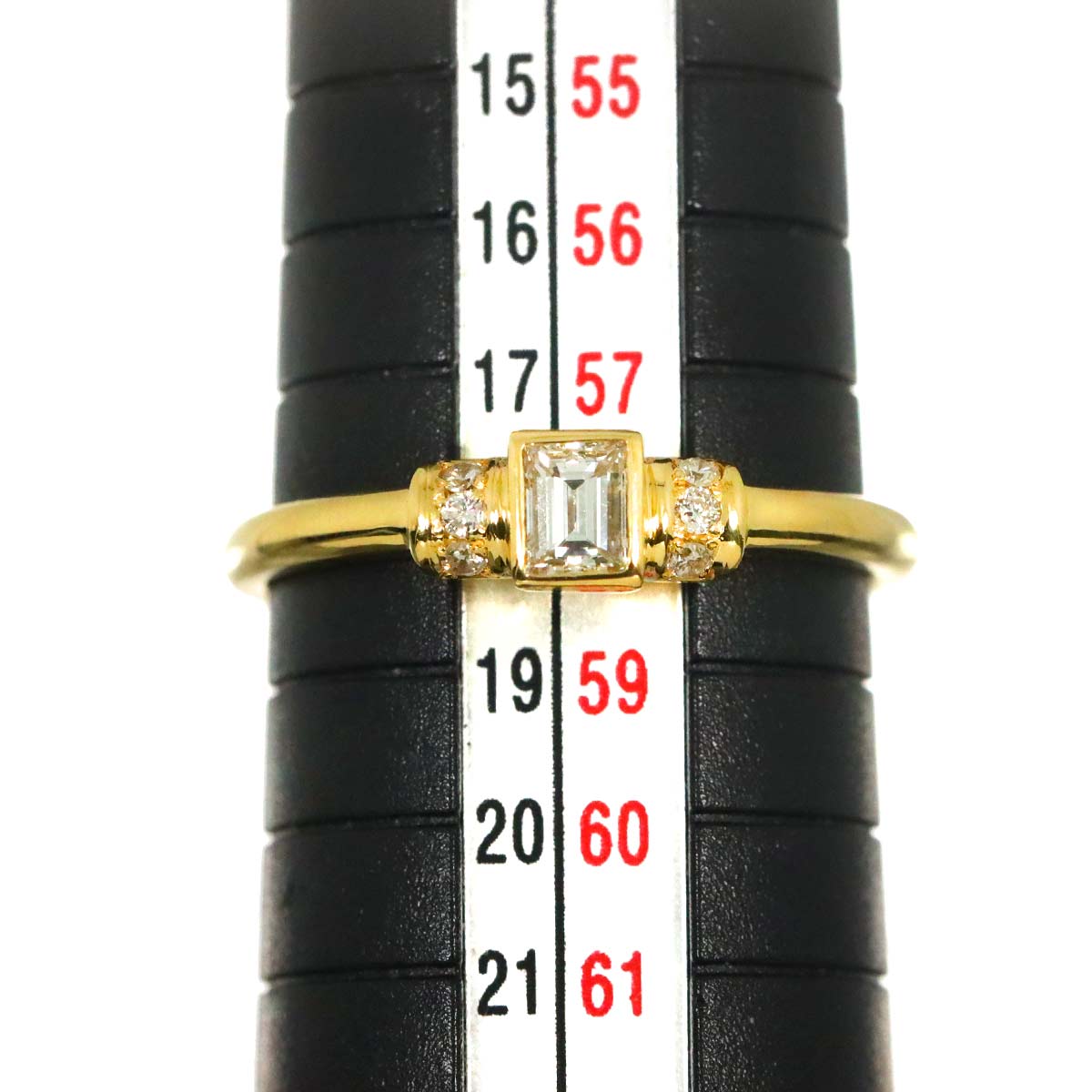 Diamond 0.28ct/0.07ct Ring 18K YG Yellow Gold 750 Size8.25(US)
