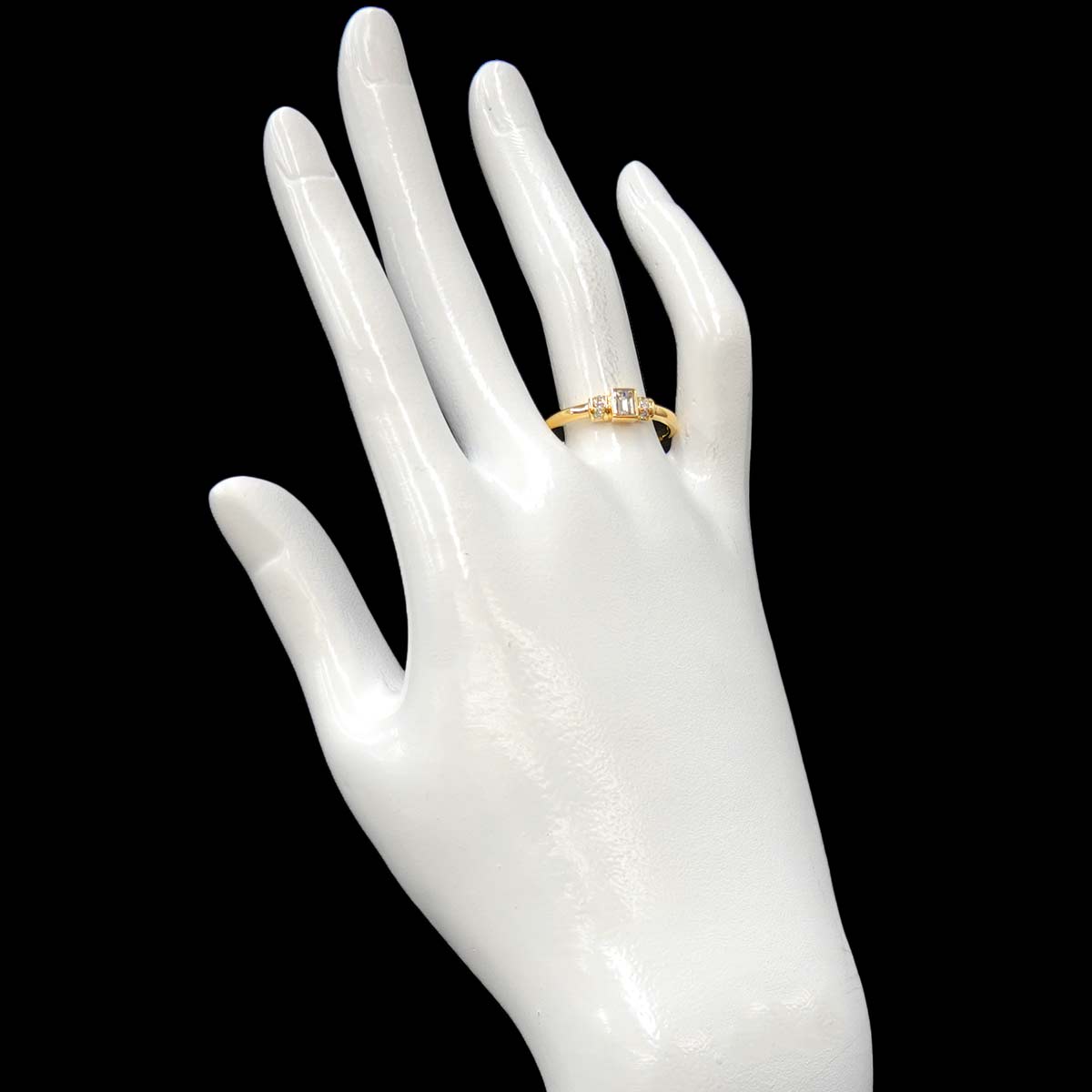 Diamond 0.28ct/0.07ct Ring 18K YG Yellow Gold 750 Size8.25(US)