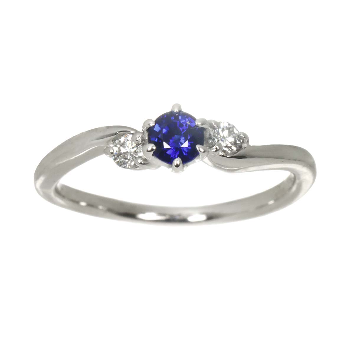 Sapphire 0.317ct Diamond 0.10ct Ring 18K WG 750 size5.25(US)