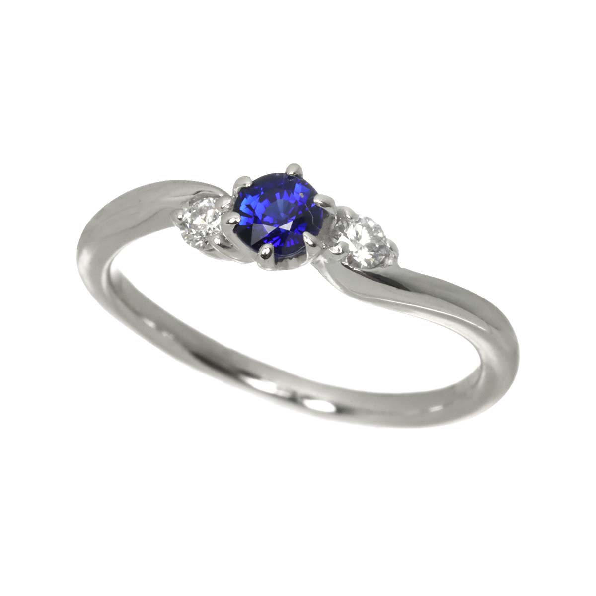 Sapphire 0.317ct Diamond 0.10ct Ring 18K WG 750 size5.25(US)