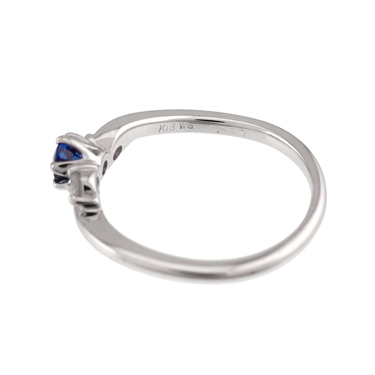 Sapphire 0.317ct Diamond 0.10ct Ring 18K WG 750 size5.25(US)