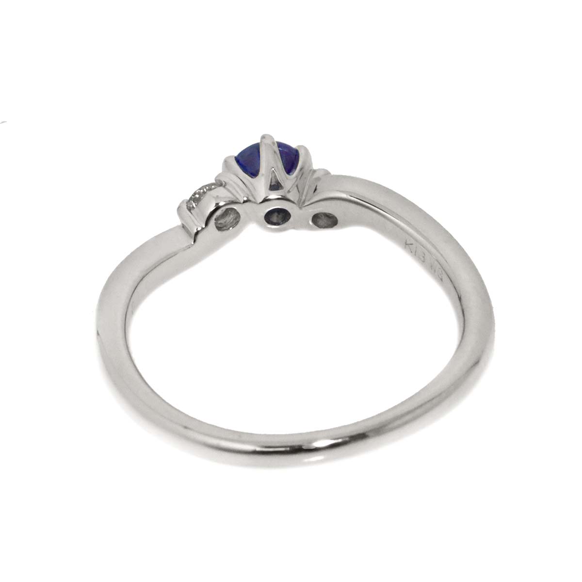 Sapphire 0.317ct Diamond 0.10ct Ring 18K WG 750 size5.25(US)