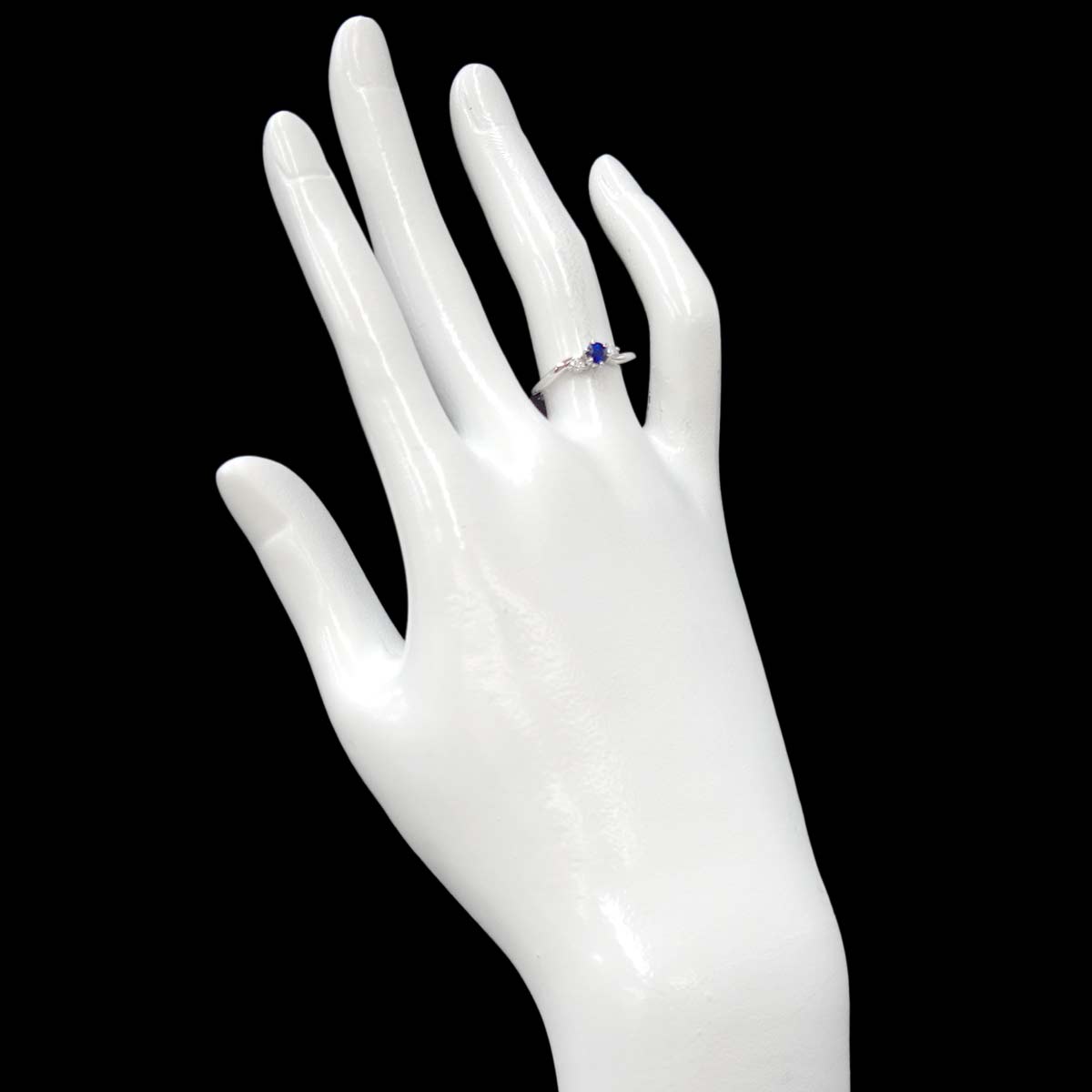 Sapphire 0.317ct Diamond 0.10ct Ring 18K WG 750 size5.25(US)
