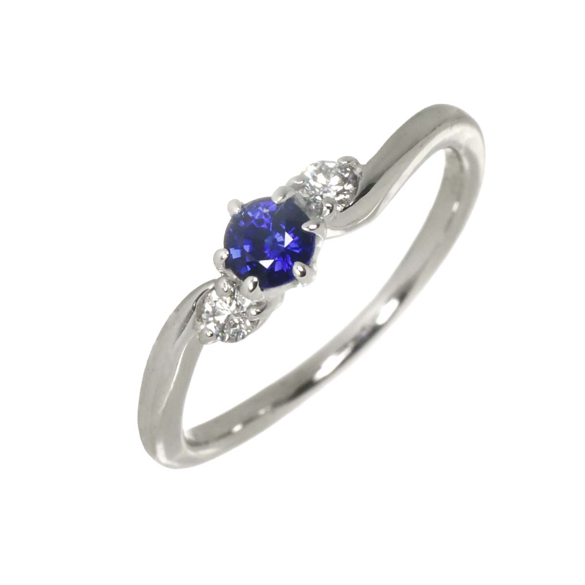 Sapphire 0.317ct Diamond 0.10ct Ring 18K WG 750 size5.25(US)